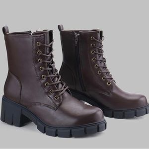 firelli Women’s Lace Up Chunky Heel Combat Boots